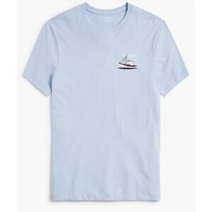 J.CREW Men's Holiday Lighthouse Graphic Tee Size XL Light Blue Short Sleeve NWT